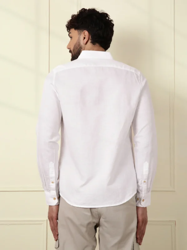 Solid Linen Blend Shirt | White - Image 4